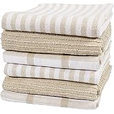 KAF Home Premium Kitchen Towels (18" x 28"), Large 100% Cotton, Flat & Terry Absorbent Dish Towel Set (Beige, 18 x 28-6 Pack)