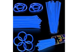 XIAWALANGZHUO 100 pk 8" Glow Sticks Bulk Party Favors, Light up Glow Necklaces & Bracelets in the Dark Party Supplies For Christmas Halloween 4th of July Birthday Neon Party (100 * Blue)