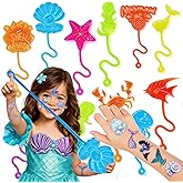 48PCS Mermaid Party Favors - 24PCS Temporary Tattoos & 24PCS Stick Hands - Perfect Birthday Party Supplies, Goodie Bag Stuffers, Treasure Box Toys, Classroom Prizes, and Student Gifts