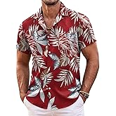 COOFANDY Mens Hawaiian Shirt Short Sleeve Floral Button Down Shirts Tropical Summer Beach Shirts Camp Collar Shirt