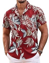 COOFANDY Mens Hawaiian Shirt Short Sleeve Floral