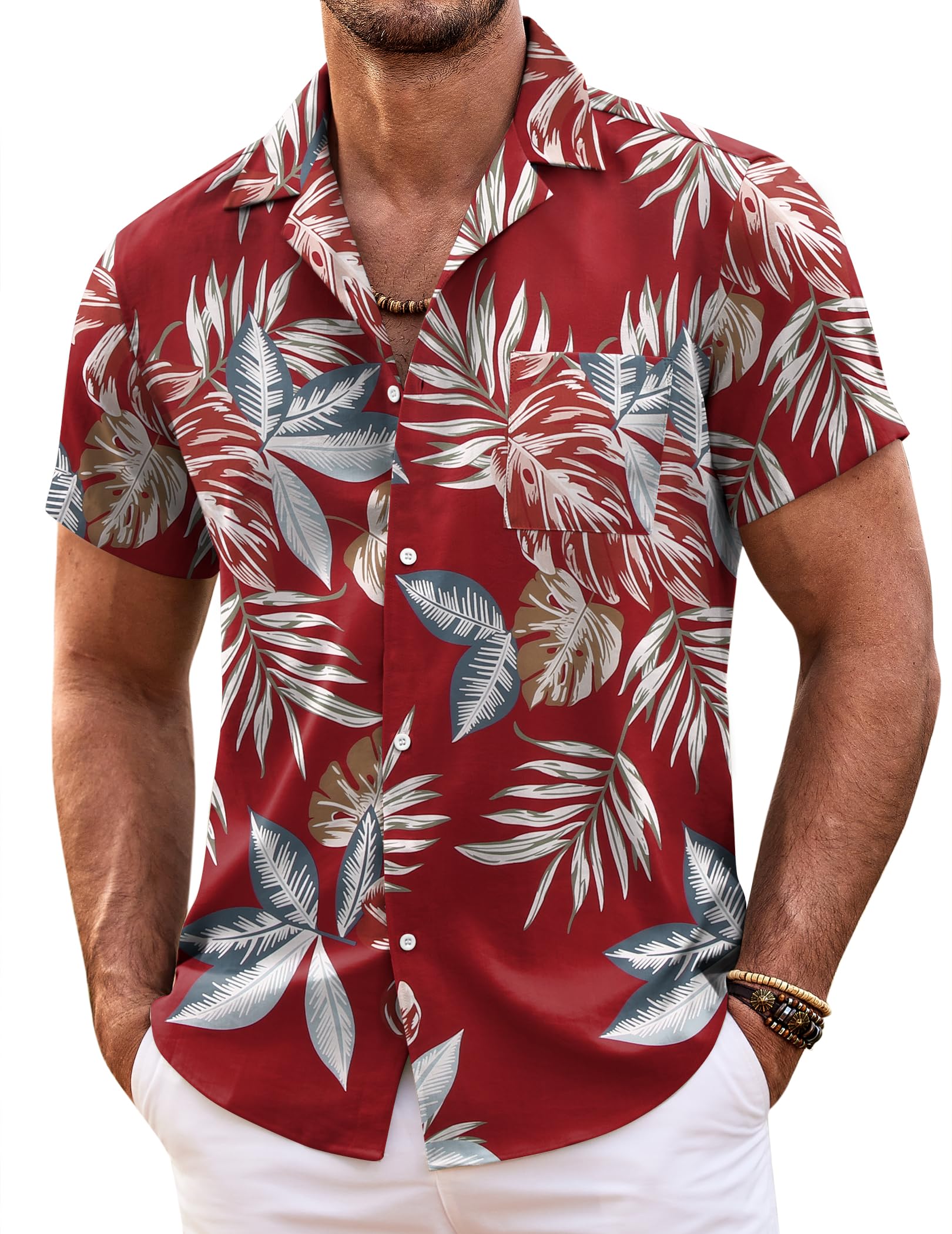 COOFANDY Mens Hawaiian Shirt Short Sleeve Floral
