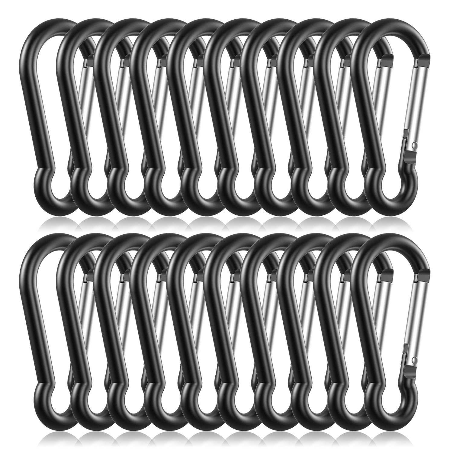 20PCS Mini Keychain Carabiner Clips,Small Aluminum Black