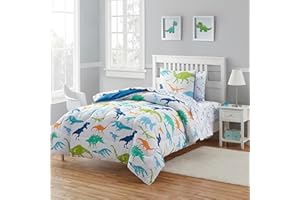 SWEET HOME COLLECTION Kids Bedding Set Bed in a Bag for Boys and Girls Toddlers Printed Sheet Set and Comforter , Twin, Dinosaur