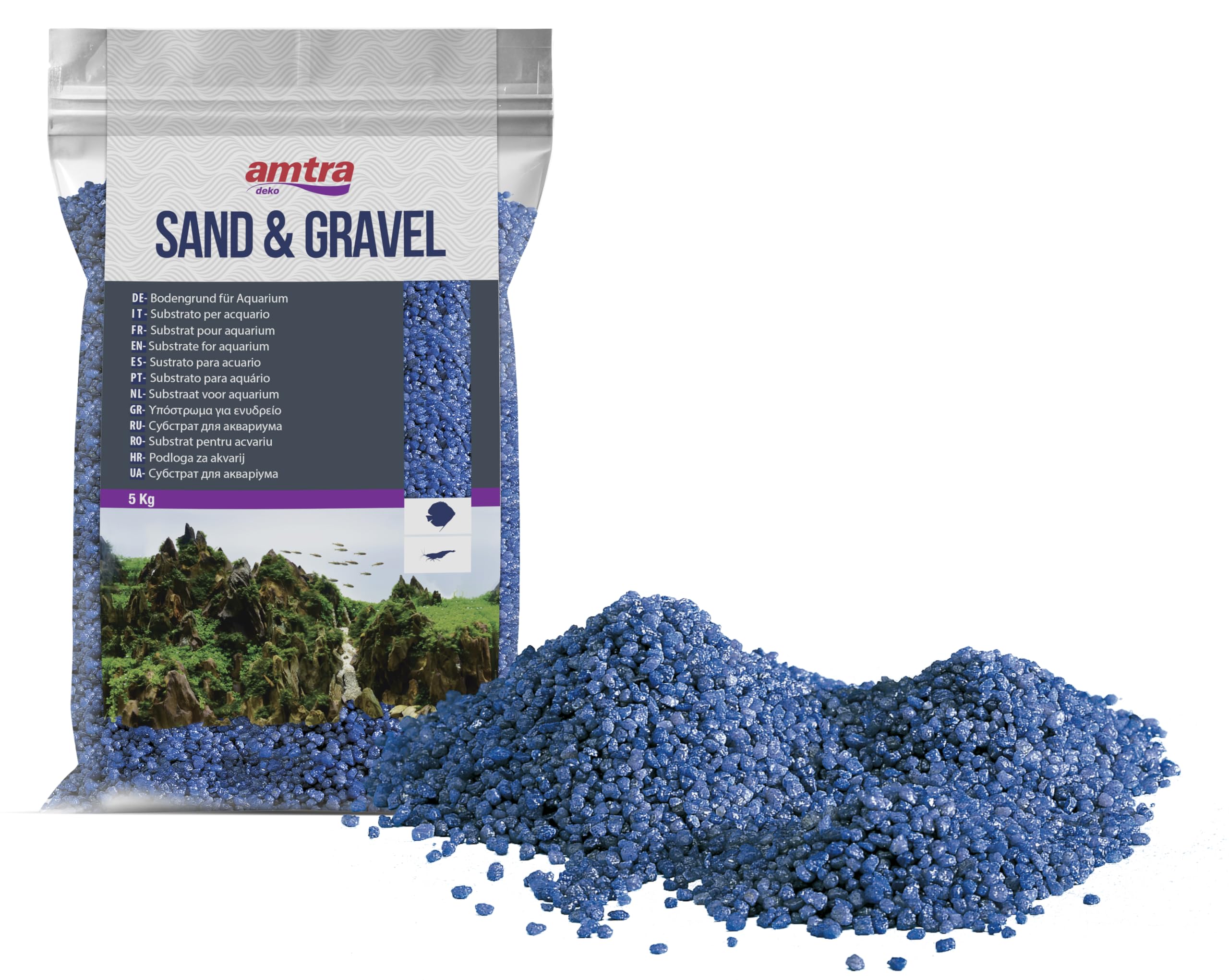 Amtra Blue Ceramized Quartz - Fine Quartz Aquarium Sand for Freshwater or Saltwater 2-3mm Grit 5kg Quantity