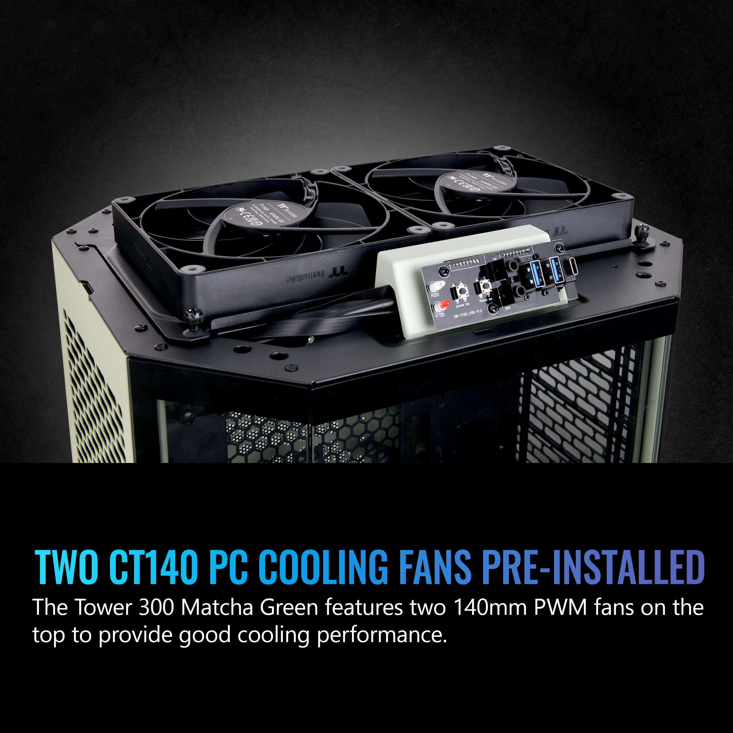Thermaltake Tower 300 Matcha Green Micro-ATX Case; 2x140mm CT Fan Included; Support Up to 420mm Radiator; Optional Chassis Stand Kit Allows Horizontal Display; CA-1Y4-00SEWN-00; 3 Year Warranty