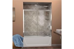 DreamLine Visions 56-60 in. W x 58 in. H Semi-Frameless Sliding Tub Door in Chrome, SHDR-1160586-01