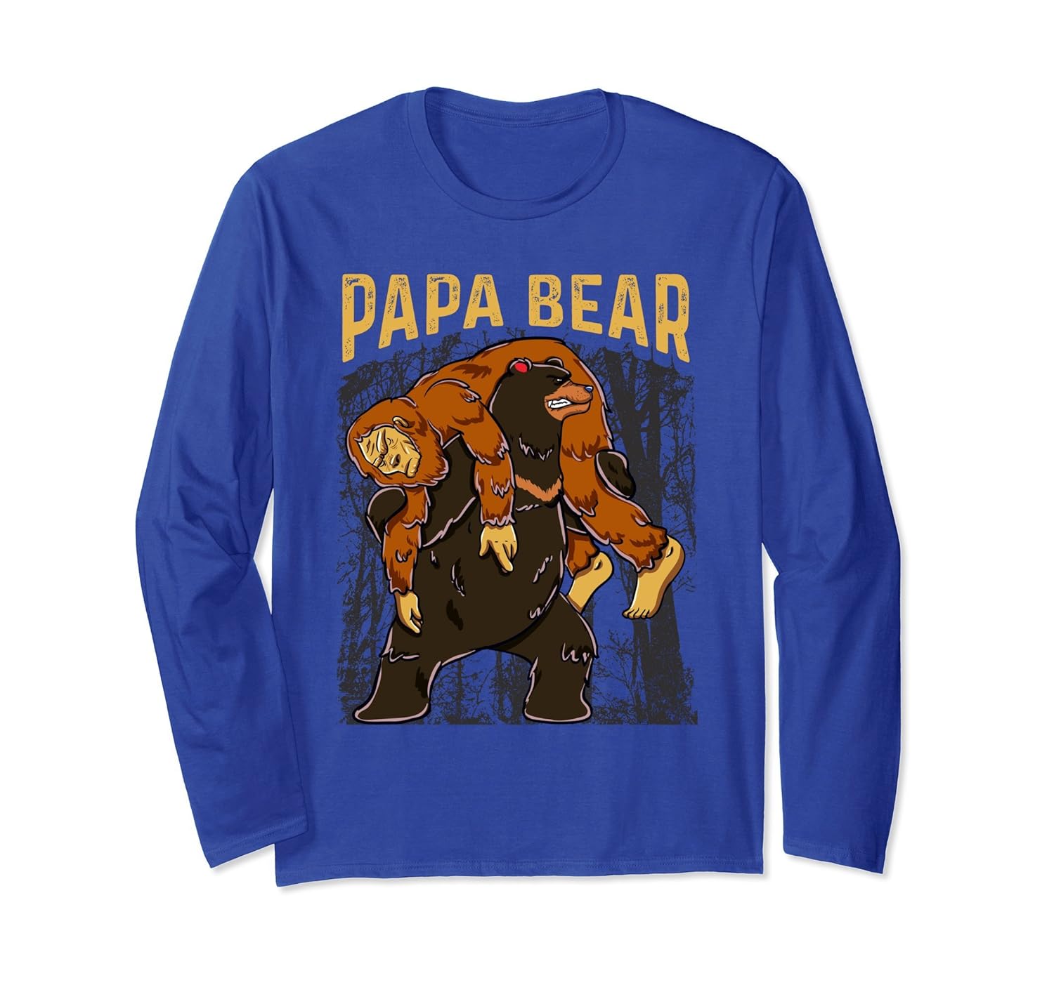 Papa Bear Carrying Bigfoot Long Sleeve Shirt-anz