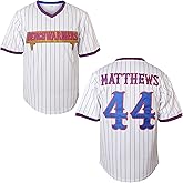 Benchwarmers Jersey 32 Howie Goodman 68 Reedy 82 Richie Goodman 44 Matthews Stitched Men's Pinstriped Baseball Jersey (44 White, Medium)