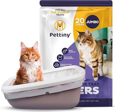Pettiny Jumbo Cat Litter Tray Liners with Drawstrings Pack of 20