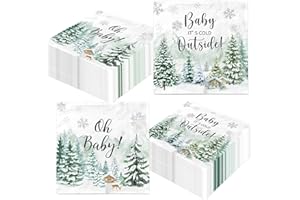 DYDAMUD Baby Shower Paper Napkins Boy Baby Shower Decorations Winter Woodland Disposable Dinner Napkins for Home Kitchen Christmas Birthday Baby Shower Party Supplies