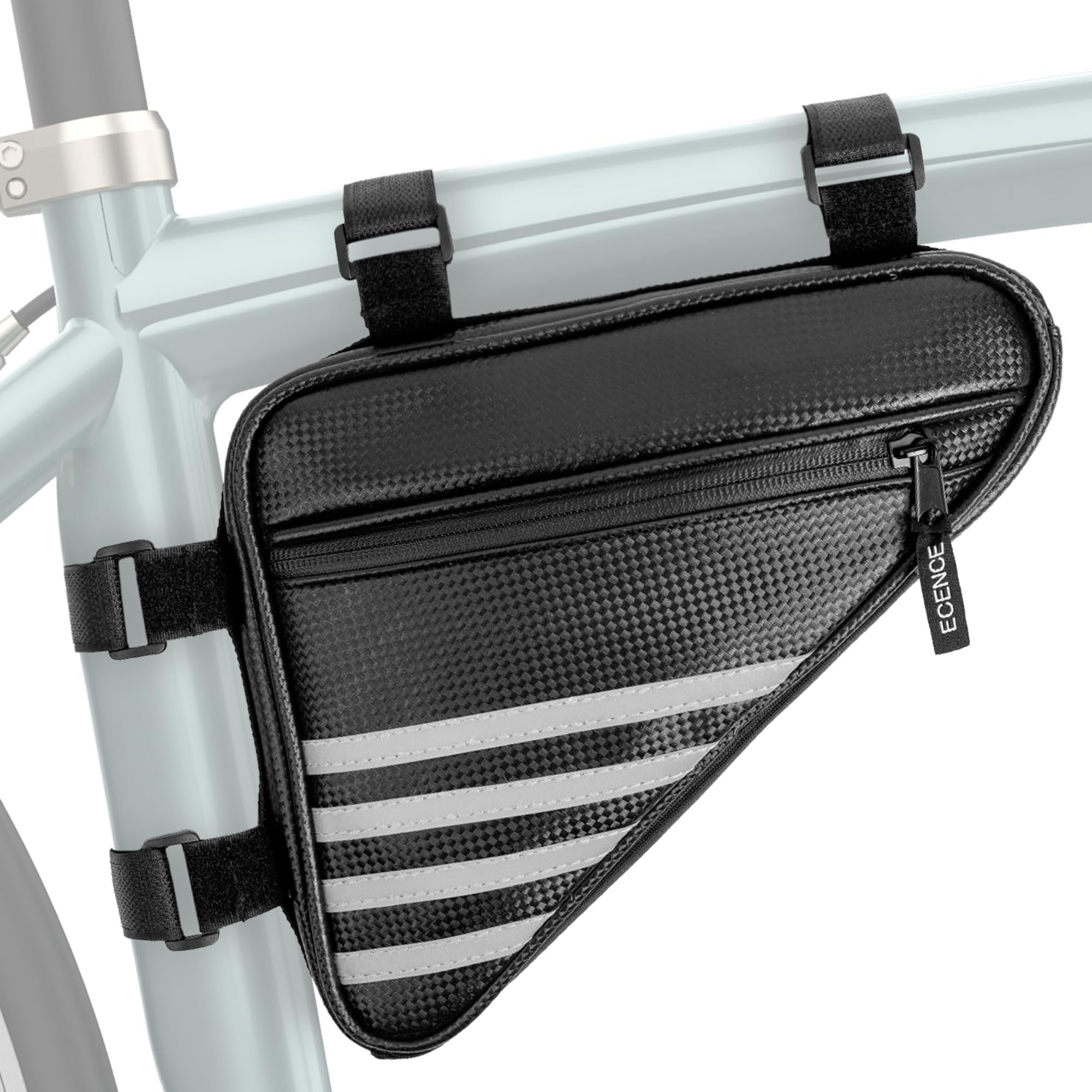 ECENCE Bike Frame Bag - Water-Repellent Cycling Triangle Bag - Easy Attachment with Hook and Loop - MTB Accessories - Black