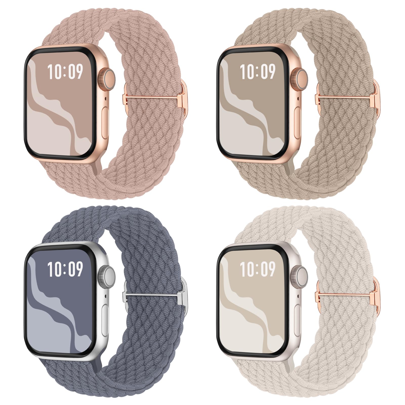 Photo 1 of Braided Stretchy Solo Loop Compatible for Apple Watch Band 38mm 40mm 41mm 42mm 44mm 45mm 46mm 49mm for Women Men, Nylon Elastic Straps Wristbands for iWatch Series 10 9 8 7 6 SE 5 4 3 2 Ultra Ultra 2