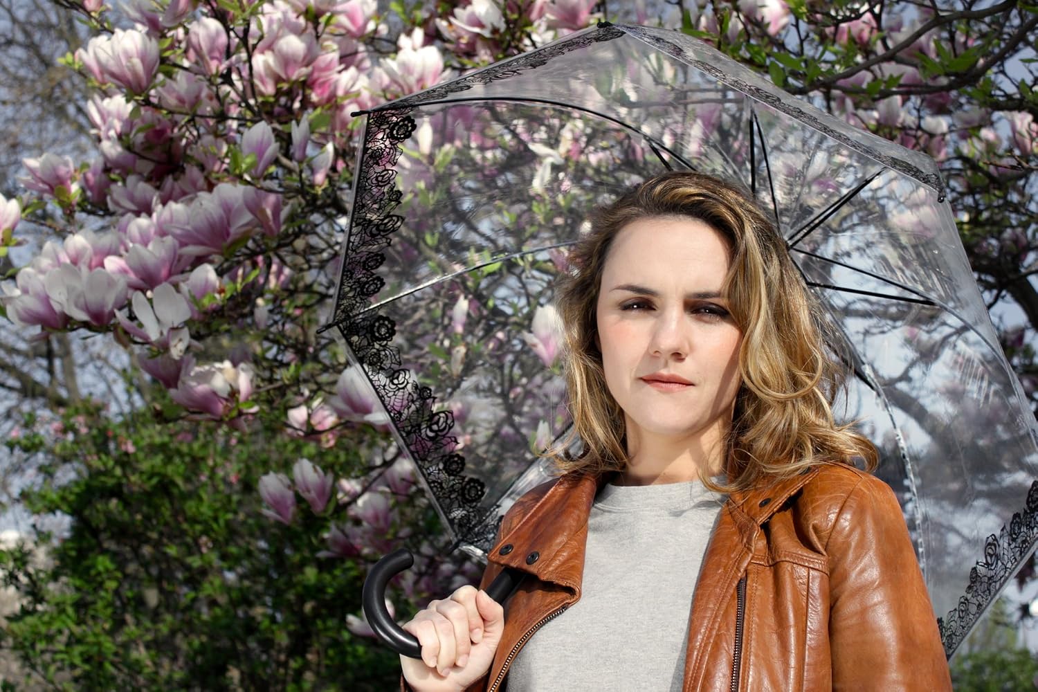 SMATI Umbrella Clear Dome See Through transparent birdcage stick (Flower theme) - Image 5