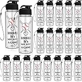 Mifoci 20 Pieces Sports Water Bottle Bulk 17 oz Reusable Plastic Biking Water Bottle Tumbler Adults Reusable Large Bottles with Leak Proof Flip Top for Party Outdoor (Baseball,Red and Black)