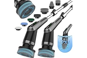 DREAZU G2-Pro Electric Spin Scrubber - Upgraded 10-in-1 Scrubber Brush Electric, Retractable Handle & 2-Speed for Bathroom, Bathtub, Kitchen, Tile Floors（White/Gray Brush Head）