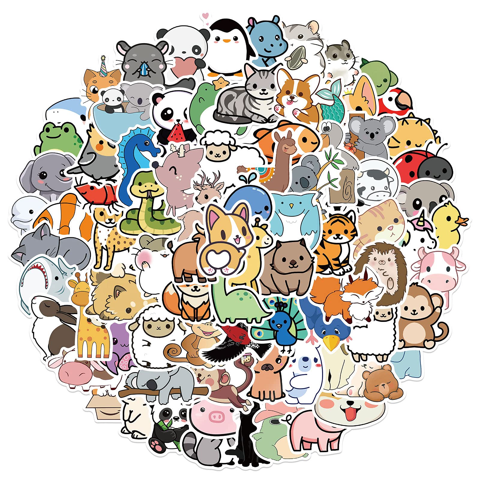 Cute Animals Stickers 100pcs,Aesthetic Decoration Water Bottles Vinyl Stickers for Scrapbook,Laptop,Kid,Teen,Girl