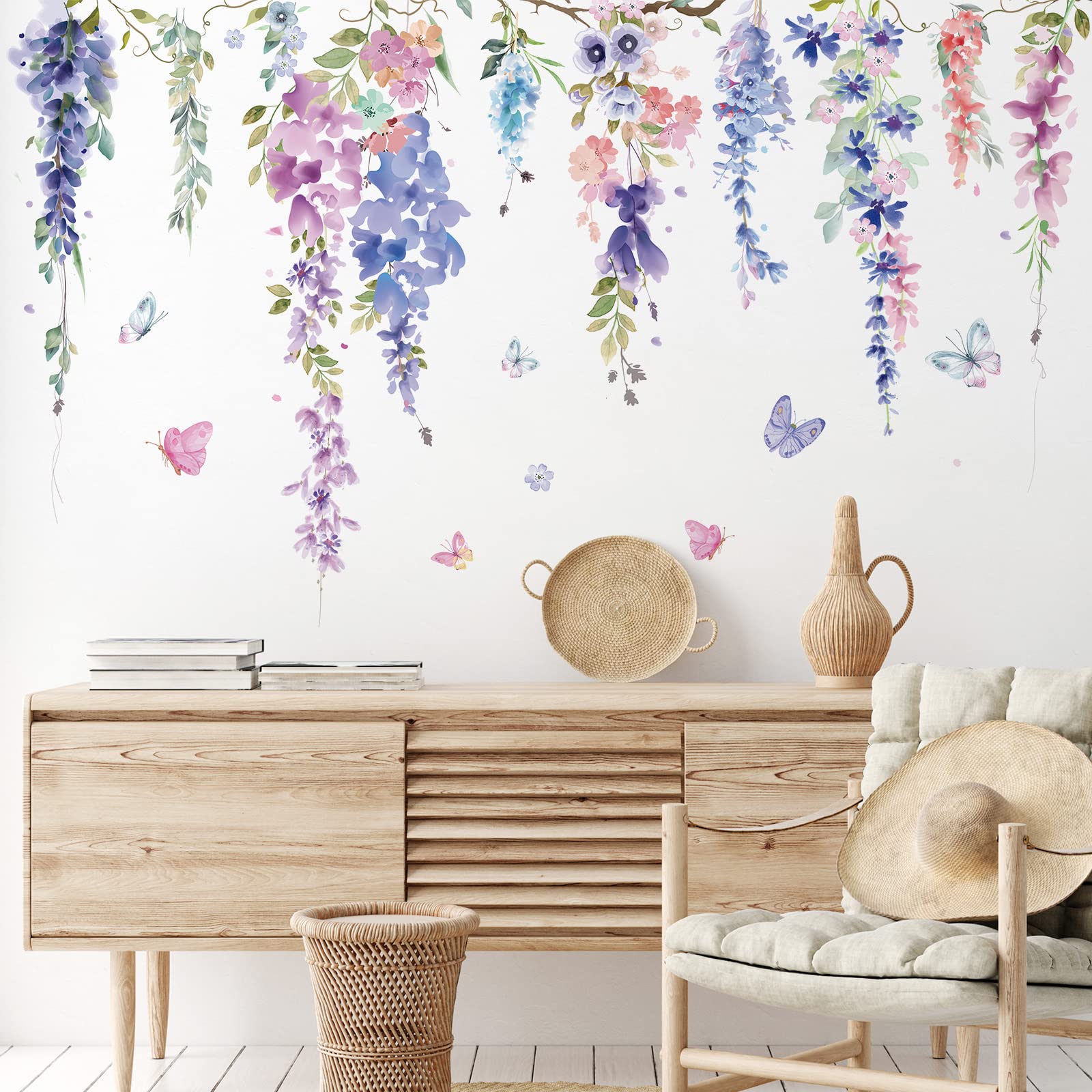 Zonon 6 Pcs Flowers Wall Decals Stickers Vinyl Removable Peel and Stick ...