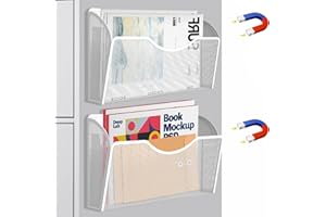 LQPAFZ 2 Pockets Magnetic File Holder for File Cabinets, Folder Holder Organizer- No Drilling Paper Document Holder, Large Capacity Office Hanging Magazine Rack for Refrigerator, Whiteboard, Office, Kitchen