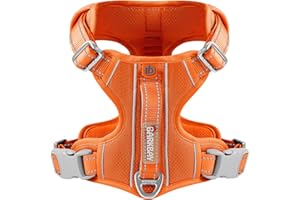 BARKBAY Dog Harness No Pull with ID Tag Pocket - Heavy Duty, Reflective, Easy Control for Large Dogs(Orange,L)