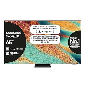 Samsung Smart TV 65” QE65QN85FAUXZT Neo QLED 4K, NQ4 AI Gen2 Processor, 4K AI Upscaling, Dolby Atmos & OTS Lite, Simple Chamfer Design, 2025