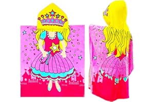 YIFONTIN Princess Hooded Towel Super Soft Absorbent 100% Cotton Poncho 24"x48" for Kids Beach Bath Swimming Pool Camping Vacation, Pink Castle.