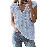 BTFBM Sweater Vest Women Oversized V Neck Cable Knit Casual Pullover Sweaters Fall Outfits 2025 Sleeveless Tops