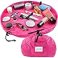 Lay-n-Go Cosmo Drawstring Cosmetic & Makeup Bag Organizer - Portable Drawstring Makeup Bag w/Zipper Pocket, Makeup Loops & More - Durable, Machine Washable Toiletry Bag for Travel (22", Pink)