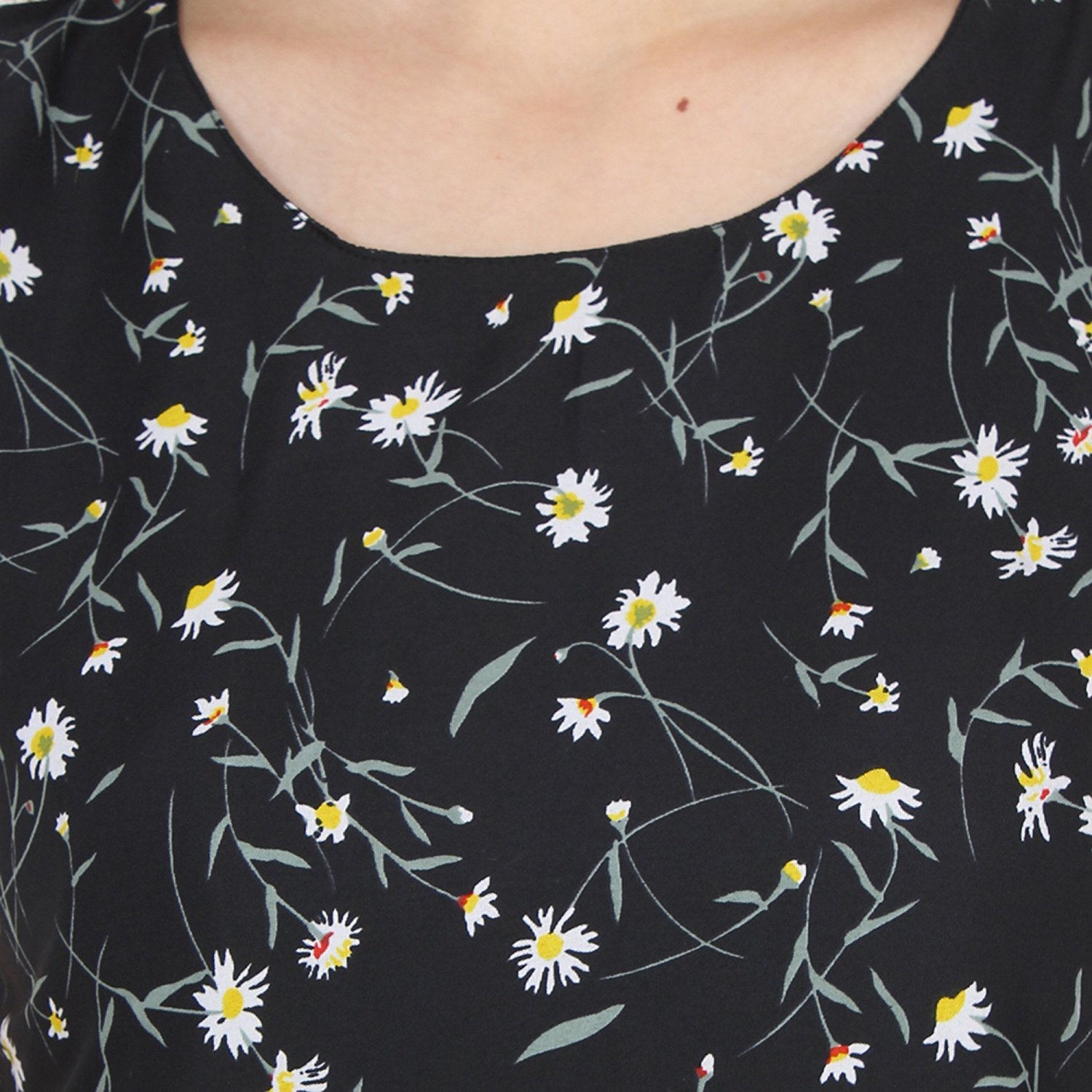 my swag women's crepe round neck printed a-line dress (mid-00113, red)