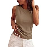 PRETTYGARDEN Sleeveless Sweater Tops for Women 2026 Summer Dressy Ribbed Tank Tops Spring Business Casual Work Shirts Blouses