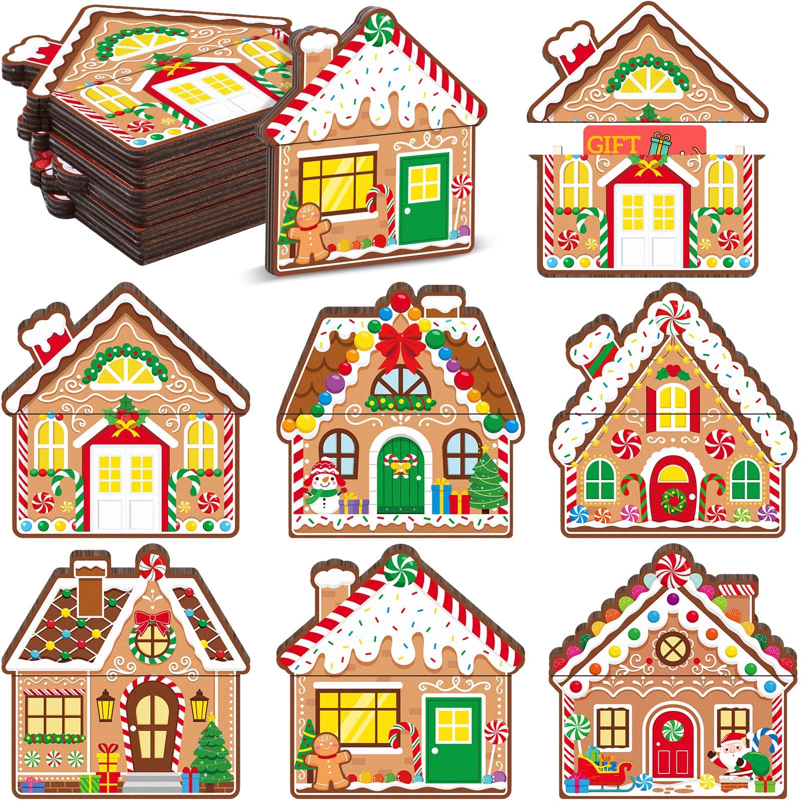 Photo 1 of Capoda 6 Pcs Christmas Gift Card Holders – Gingerbread House Wooden Money Holder, Holiday Cash Envelopes, Gingerbread Gift Box Design for Xmas Party Decor & Stocking Stuffers