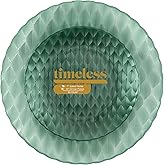 PLASTICPRO 32 Pack Plastic Dishes Set of 16-10 inch Plates and 16-7 inch Plates, Elegant Translucent Green Disposable Fancy Tableware Premium Heavyweight