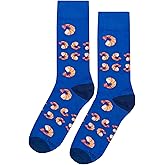 SockFly Fresh Shrimp Dress Socks Funny Novelty Crazy Fun Design Men Size 8-12 Cotton Casual Crew Colorful Funky Fancy Socks Gift for Men