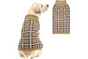 PUPTECK Dog Sweaters for Large Medium Small Dogs - Fall Classic Plaid Style Puppy Holiday Winter Coat Clothes Warm