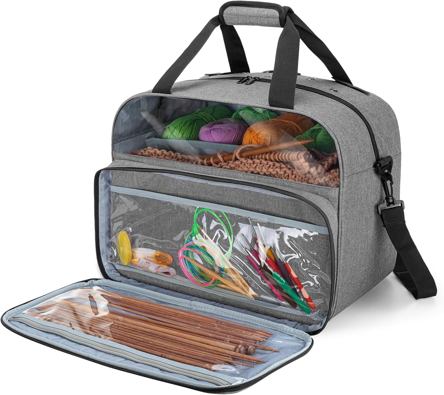 Teamoy Knitting Storage Bag, Portable Yarn Storage Tote Bag for Yarn