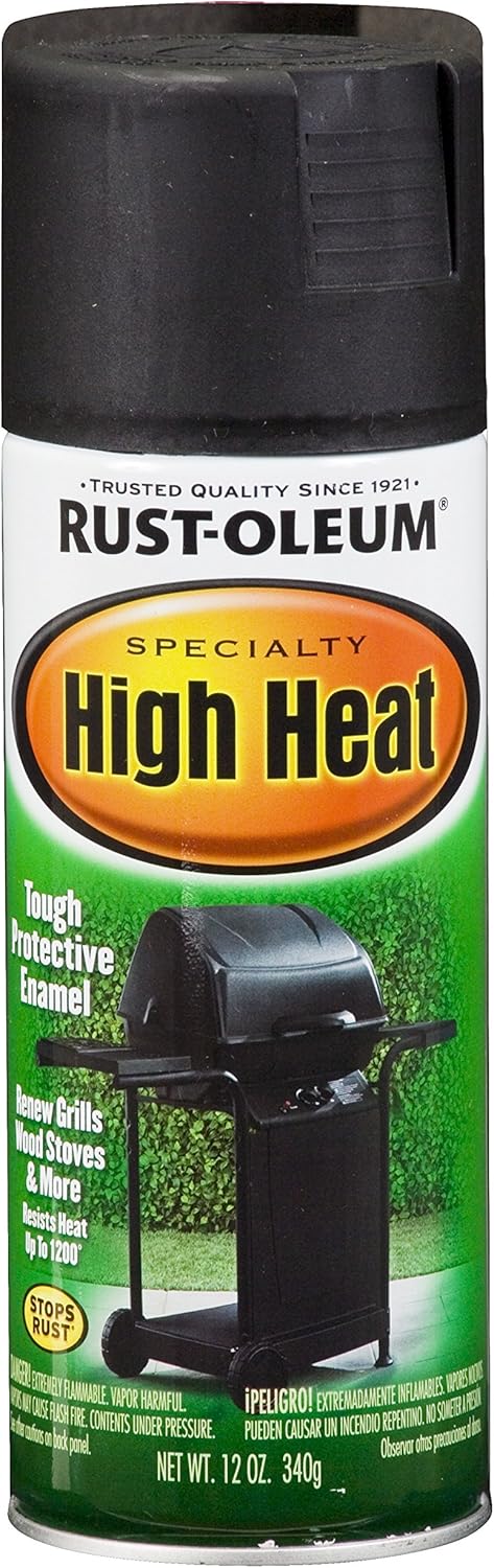 Rust-Oleum 7778830-2PK High Heat Enamel Spray Paint, 2 Pack, Bar-B-Que Black, 24 Ounce