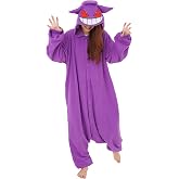 SAZAC Gengar Kigurumi - Premium Adult Pokemon Onesie - Luxurious Halloween Costume for Adults - Machine Washable Loungewear