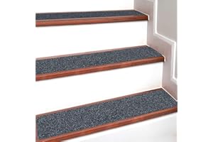KOMOKERU Stair Treads for Wooden Steps, 8" X 30" （15 Pack ）Non Slip Carpet Stair Treads, Anti Slip Indoor Stair Runners Rugs Pad for Kids Elders and Dogs, Backing Stair Rugs with Reusable Adhesive, Dark Grey