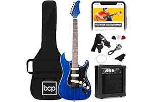 Best Choice Products 39in Full Size Beginner Electric Guitar Starter Kit w/Case, Strap, 10W Amp, Strings, Pick, Tremolo Bar -