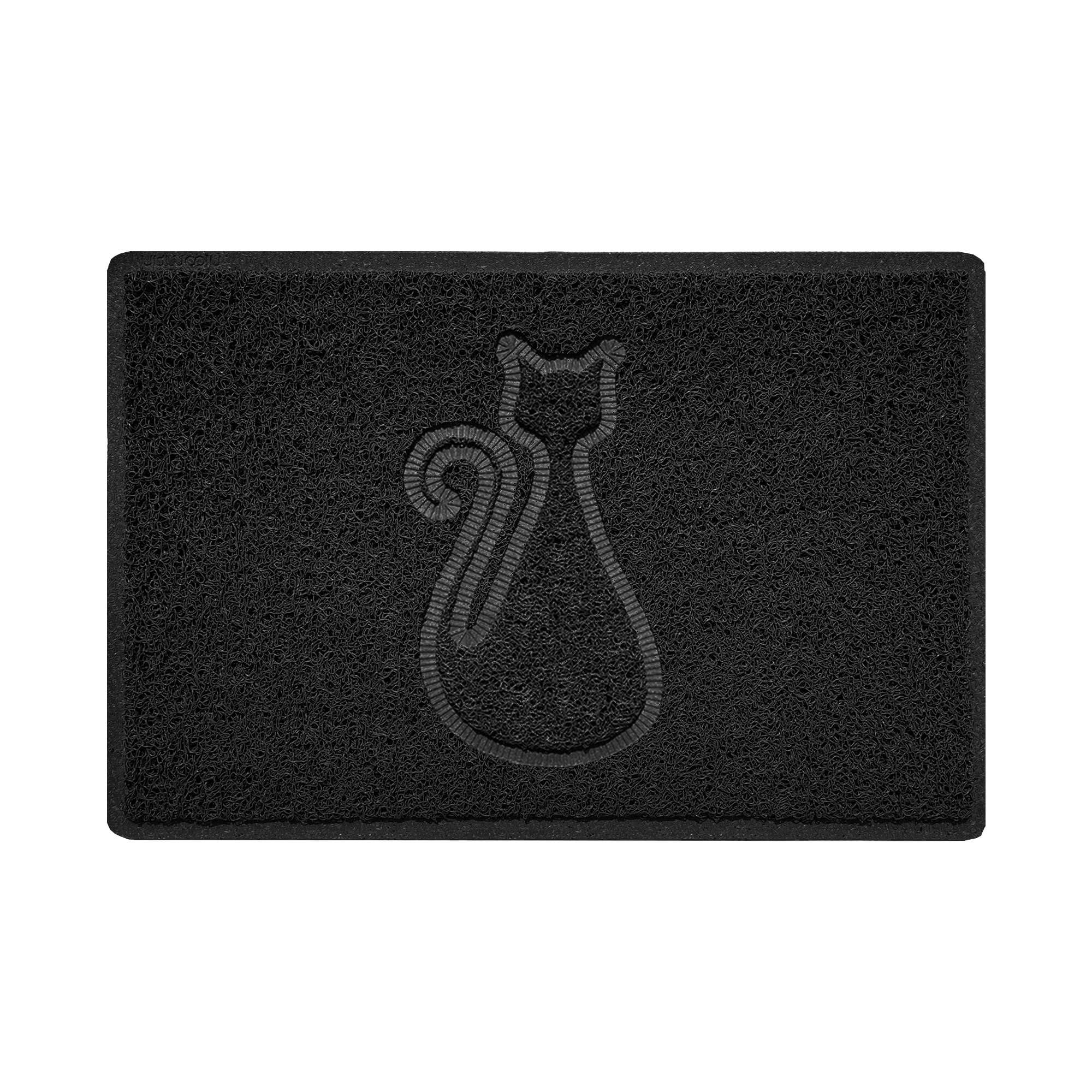 Nicoman CAT Embossed Shape Door Mat Dirt-Trapper Jet-Washable Doormat-(Use Outdoor ONLY)- (60x40cm/23.6x15.7inches, Small) Black