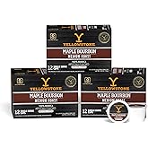 Yellowstone Maple Bourbon Medium Roast Coffee, Single Serve Recyclable Pods/Cups, 100% Arabica Beans, 36 Count