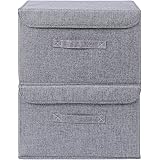 BAYUTE foldable storage box 2 storage boxes with lids, linen storage box, used to store toys, clothes, paper and books in the