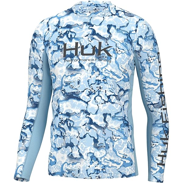 Chemise De Pêche HUK Homme Manches Longues - Bleu Camouflage - Taille M - Polyester