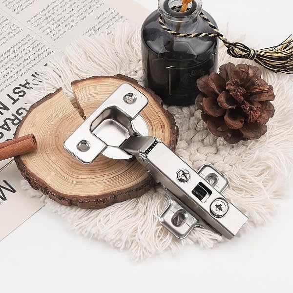 KNOBELITE 10 PAIR (20 PACK) CLIP ON FULL OVERLAY FRAMELESS FURNITURE CABINET DOOR CONCEALED HINGES NICKEL PLATED CABINET HARDWARE