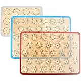 Silicone Baking Mat Macaron - Set of 3 (2 Half Sheet Liners and 1 Quarter Sheet), Non Stick Silicon Cookie Oven Liner For Mac