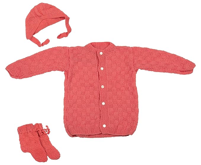 Baby Woolen Clothing Set (Red, 6-12 Months, Pack of 4)