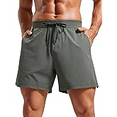 CRZ YOGA Mens Texture Training Shorts 5" - Side Split Quick Dry Lightweight for Workout Running with Zipper Pocket