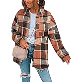 Zeagoo Women Flannel Shacket Jacket Plaid Button Down Long Sleeve Shirt Fall Outfits 2026