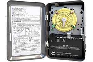 BXMGR T101 Mechanical Timer Switch, T101 Pool Timer, 120V 2HP SPST 40A Time Switch, 24 Hour 12 ON/Off for Pool Pump, Heavy-Duty Mechanical Time Switches, for Lights Pumps HVAC Systems, 5 Years Warranty