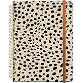 Ruled Spiral Writing Notebook,A5 Hardcover Lined College Journal for Women Lady Girl,Fashion Strong Twin-Wire Binding with Premium Paper,8.4" X 6",Perfect for School,Office,Home Gifts(Cheetah Skin